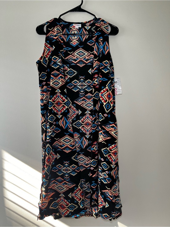 LuLaRoe Sweaters - LuLaRoe Joy Longline Lightweight Vest- Black w Aztec Print
